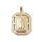 Brass Cubic Zirconia Pendants, Long-Lasting Plated, Polygon with Holy Virgin Charms, Golden, Clear, 34.5x26.5x7.5mm, Hole: 6x3mm