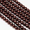 Eco-Friendly Dyed Glass Pearl Round Bead Strands, Cotton Cord Threaded, Coconut Brown, 10mm, Hole: 0.7~1.1mm, about 42pcs/strand, 15 inch