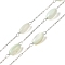 304 Stainless Steel Cable Chains with Dyed Shell Beads, Rice, Soldered, with Spool, Beige, 2.5x0.8x0.1mm