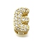 Brass Micro Pave Cubic Zirconia Letter Multi-Strand Links, Lead Free & Cadmium Free, Real 18K Gold Plated, Letter E, 8x5.5x4.5mm, Hole:  3.5x1.5mm