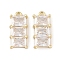 Brass Micro Pave Clear Cubic Zirconia Pendants, Long-Lasting Plated, Rectangle Charms, Real 14K Gold Plated, 16x7.5x3.5mm, Hole: 1mm