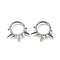 304 Stainless Steel Micro Pave Clear Cubic Zirconia 3 Spiked Cone Round Hoop Nose Rings, Platinum, 14.5x15x2mm, Inner Diameter: 7.8mm