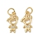 Brass Micro Pave Cubic Zirconia Pendants, Rack Plating, Boy Charms, Lead Free & Cadmium Free, Long-Lasting Plated, with Jump Ring, Real 18K Gold Plated, 14.5x8x1.5mm, Hole: 3.2mm