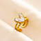 304 Stainless Steel Heart Cuff Rings, Love Design Synthetic Turquoise Open Ring for Women Men
