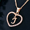 Alloy Crystal Rhinestone Heart with Initial Pendant Necklaces, Rose Gold, Letter J, 16.93 inch(43cm)
