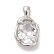 Platinum Brass Micro Pave Cubic Zirconia Pendants, Oval, Clear, 18.5x10.5x5mm, Hole: 3x1.5mm