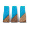 Resin & Wood Pendants, Trapezoid Charms, Dodger Blue, 38x15x3.5mm, Hole: 2mm