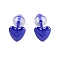 Porcelain Stud Earrings, Heart, Dark Blue, 5.8x5.8mm