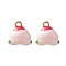 2Pcs Brass Enamel Charms, Imitation Fruit, Light Gold, Peach Charm, Pink, 11x10x9mm, Hole: 1.4mm