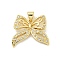 Rack Plated Brass with Cubic Zirconia Pendant, Lead Free & Cadmium Free, Long-Lasting Plated, Bowknot, Clear, Real 18K Gold Plated, 18.5x21x4mm, Hole: 5x3.5mm