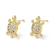 Rack Plating Brass Tortoise Stud Earrings with Cubic Zirconia EJEW-D061-43G-1