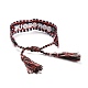Mot magnifique bracelet tressé en polycoton (polyester coton) avec breloque pompon BJEW-F429-03-3