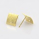 Square Brass Tags Stud Earring Findings KK-N0056-01G-2