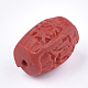 シナバービーズ  彫刻が施された漆器  漢字の樽  レッド  16x12x11mm  穴：1.6mm CARL-T001-15-4