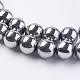 Silver Plated Magnetic Synthetic Hematite Round Beads Strands X-G-H1098-1-3