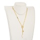 Colliers de lariat de perle de perle baroque naturelle keshi NJEW-JN03042-02-5