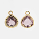 Real Gold Plated Brass Glass Pendants GLAA-J038-06G-2