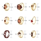 9個9スタイルのハート＆カーブチェーン＆オーバルリング  合金エナメル＆ラインストーンフィンガー指輪＆カフ指輪  ゴールドカラー  ミックスカラー  内径：17~18.1mm  1個/スタイル RJEW-LS0001-57-3