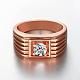 Men's Classic Real Rose Gold Plated Brass Cubic Zirconia Wide Band Finger Rings RJEW-BB06280-8RG-3
