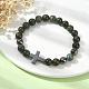 Bracelets extensibles en perles de turquoise africaine naturelle (jaspe) et d'hématite synthétique BJEW-JB09845-01-2