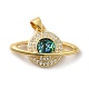 Rack Plating Brass Micro Pave Cubic Zirconia with Synthetic Opal Pendants KK-D088-09G-2