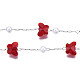 Glass Butterfly & ABS Plastic Pearl Beaded Chains CHS-N003-02-02-4