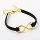 Valentines Gift Ideas for Her Faux Suede Cord Alloy Infinity Link Bracelets BJEW-JB01260-3