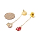 Alloy Enamel Ladybug with Resin Daisy Dangle Stud Earrings EJEW-JE05229-3