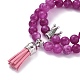 Dyed Natural Chalcedony Round Beads Stretch Bracelets Set for Girl Women BJEW-JB07058-5