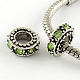 Antique Silver Plated Alloy Rhinestone Donut Large Hole European Beads MPDL-R041-03-2