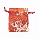 綿と麻の布梱包用ポーチ  巾着袋  レッド  10.2~10.3x8.1~8.3cm ABAG-L007-A-02-2