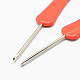 プラスチック製のハンドル鉄かぎ針編みのフック針  レッドオレンジ  ピン：3.0~4.0mm  160x17x5mm TOOL-R038C-02-2