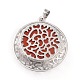 Natural Red Jasper Pendants with Hollow Platinum Brass Findings G-P448-A17-P-3