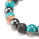 Natural Lava Rock & Synthetic Hematite & Ocean White Jade(Dyed) Round Beaded Stretch Bracelet BJEW-JB07972-02-5