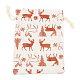 クリスマステーマの綿生地布バッグ  巾着袋  クリスマスパーティースナックギフトオーナメント用  鹿の模様  14x10cm ABAG-H104-B17-2
