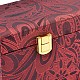 長方形シノワズリー刺繍シルクブレスレットボックス  ベルベットと  木材や金属の留め金  10 compertments  暗赤色  30x10x10.4cm SBOX-N003-10-3