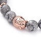 Bracelets extensibles en perles de netstone naturelles Bouddha BJEW-JB04977-04-2