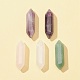 5Pcs 5 Styles Natural Mixed Gemstone Double Terminal Pointed Pendants G-FS0005-57-4