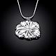 Fashion Popular Silver Plated Brass Snake Chain Lotus Leaf Pendant Necklaces NJEW-BB01575-2