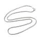Collar de cadena de bolas de plata de ley 925 chapada en rodio para mujer NJEW-A014-03P-2