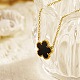 Golden Stainless Steel Flower Pendant Necklaces with Natural Shell for Women RH7292-1-1