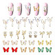 CRASPIRE Butterfly Nail Charms 28pcs 14 Style 3D Nail Char Pearl Rhinestone Bowknot Heart Nail Art Decoration Accessories for DIY Jewelry Making Accessaries MRMJ-CP0001-14-1