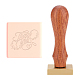 Olycraft Brass Wax Seal Stamp Head & Pearwood Handle Kit AJEW-OC0002-85H-1