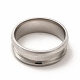 201 Stainless Steel Grooved Finger Ring Settings STAS-P323-09P-2