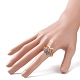 Кольца на палец в форме бабочки из стеклянных бусин RJEW-JR00541-3