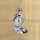 Flat Round Alloy Printed Glass Pocket Watch Pendant Necklaces WACH-H017-01-3
