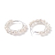 Boucles d'oreilles créoles perlées enveloppées de fil de perles naturelles pour femmes EJEW-JE04758-02-4