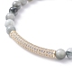 Bracelet extensible en perles d'oeil de faucon naturelles rondes pour fille femme BJEW-JB07151-01-4