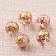 Flower Picture Printed Glass Round Beads GLAA-J087-10mm-A-2