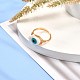 女の子の女性のためのナザールボンジュウナチュラルシェルフィンガー指輪  ゴールデンブラスリング  混合形状  ホワイト  usサイズ6 3/4(17.1mm) RJEW-JR00394-4